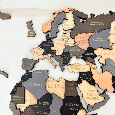 WorldMap - 3D - 5 cores - Países e Capitais em Inglês