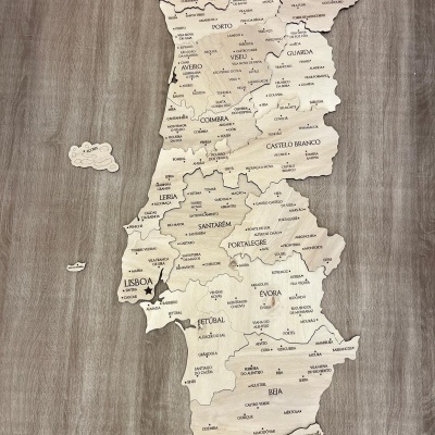 Mapa de Portugal  3D - Cor Natural