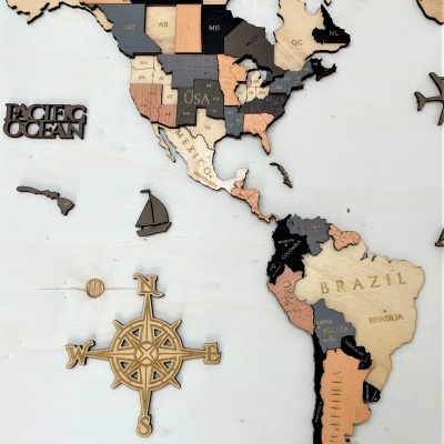 WorldMap - 3D - 5 cores - Países e Capitais em Inglês