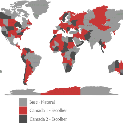 WorldMap - 3D - Multicolor - Países e Capitais em Inglês