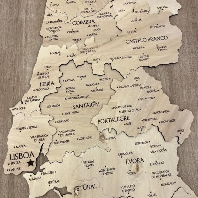 Mapa de Portugal  3D - Cor Natural