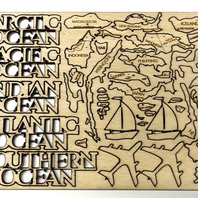 WorldMap - 3D - Multicolor - Países e Capitais em Inglês