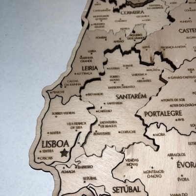 Mapa de Portugal  3D - Cor Natural
