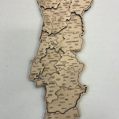 Mapa de Portugal  3D - Cor Natural