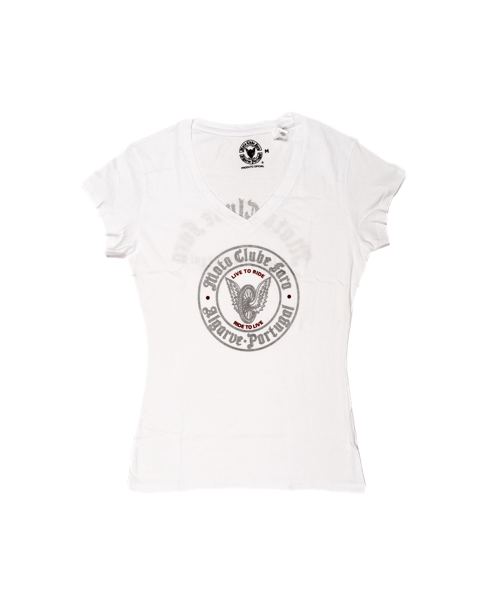 T-shirt decote em Bico Senhora | Moto Clube Faro T-shirt decote em Bico Senhora | Moto Clube Faro