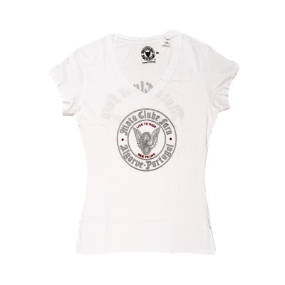 T-shirt decote em Bico Senhora | Moto Clube Faro