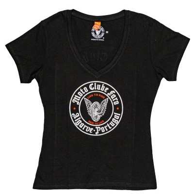 T-shirt decote em Bico Senhora | Moto Clube Faro