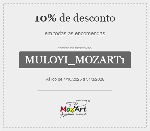 Cup&atilde;o Desconto Muloyi Moz'Art