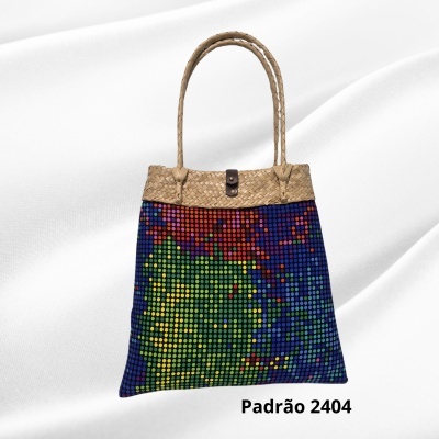 Cesto Palha Asas c/ Dobra Capulana Modern Afro
