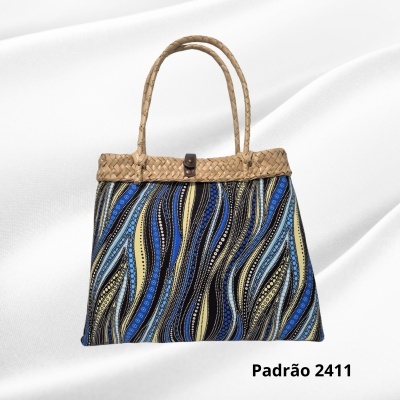 Cesto Palha Asas c/ Dobra Capulana Modern Afro