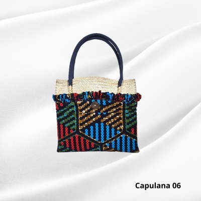 Cesto de Palha c/ asas e forro capa Capulana  Modern Afro