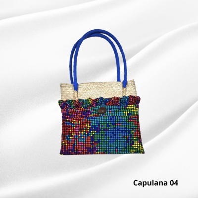 Cesto de Palha c/ asas e forro capa Capulana  Modern Afro