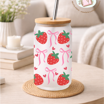 Copo Laços e Moranguinhos