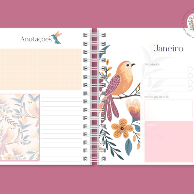 Planner Birds And Flowers