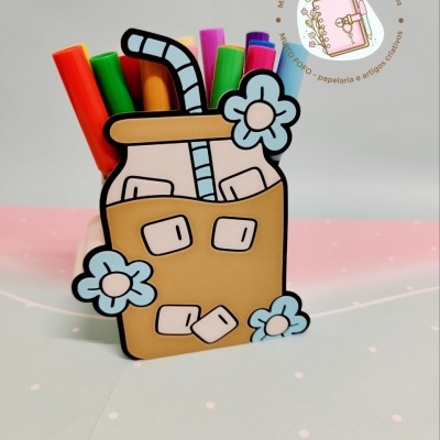 Porta Canetas Copo de Vidro