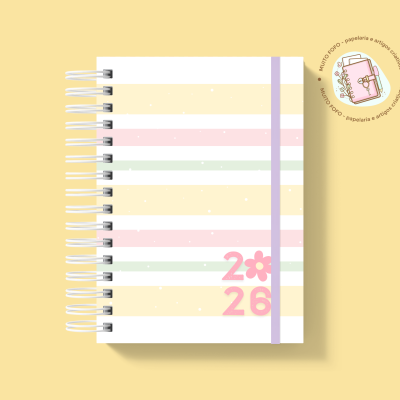 Agenda 2026 Riscas Rosa, Pêssego e Verde