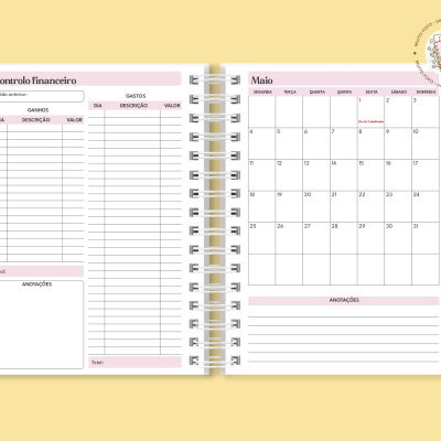 Agenda 2026 Riscas Rosa, Pêssego e Verde