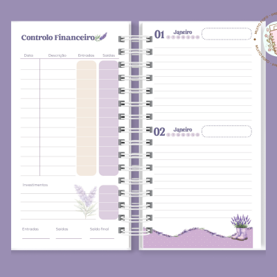 Agenda Slim Jardim De Lavanda