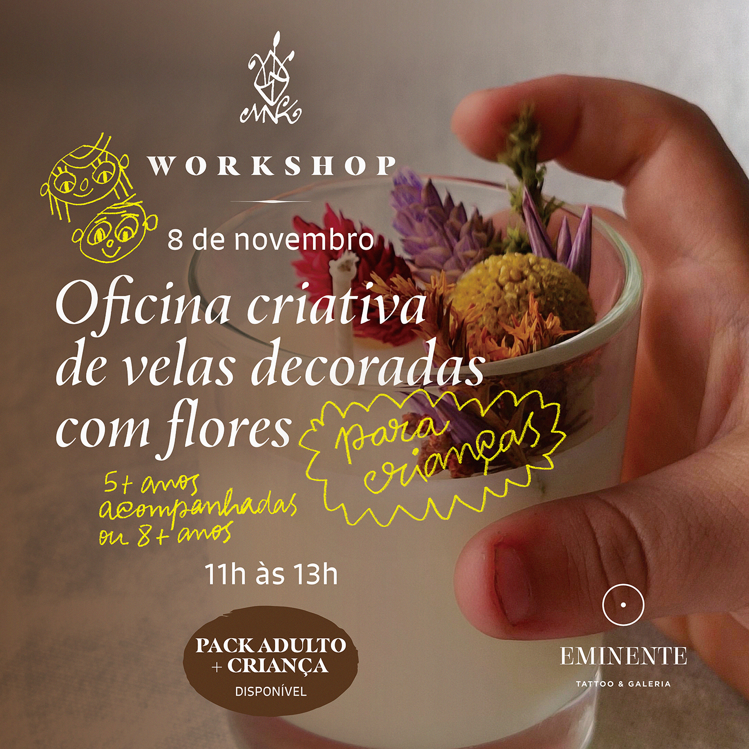 Oficina Criativa de velas decoradas com flores - 8/11 em Viseu Oficina Criativa de velas decoradas com flores - 8/11 em Viseu