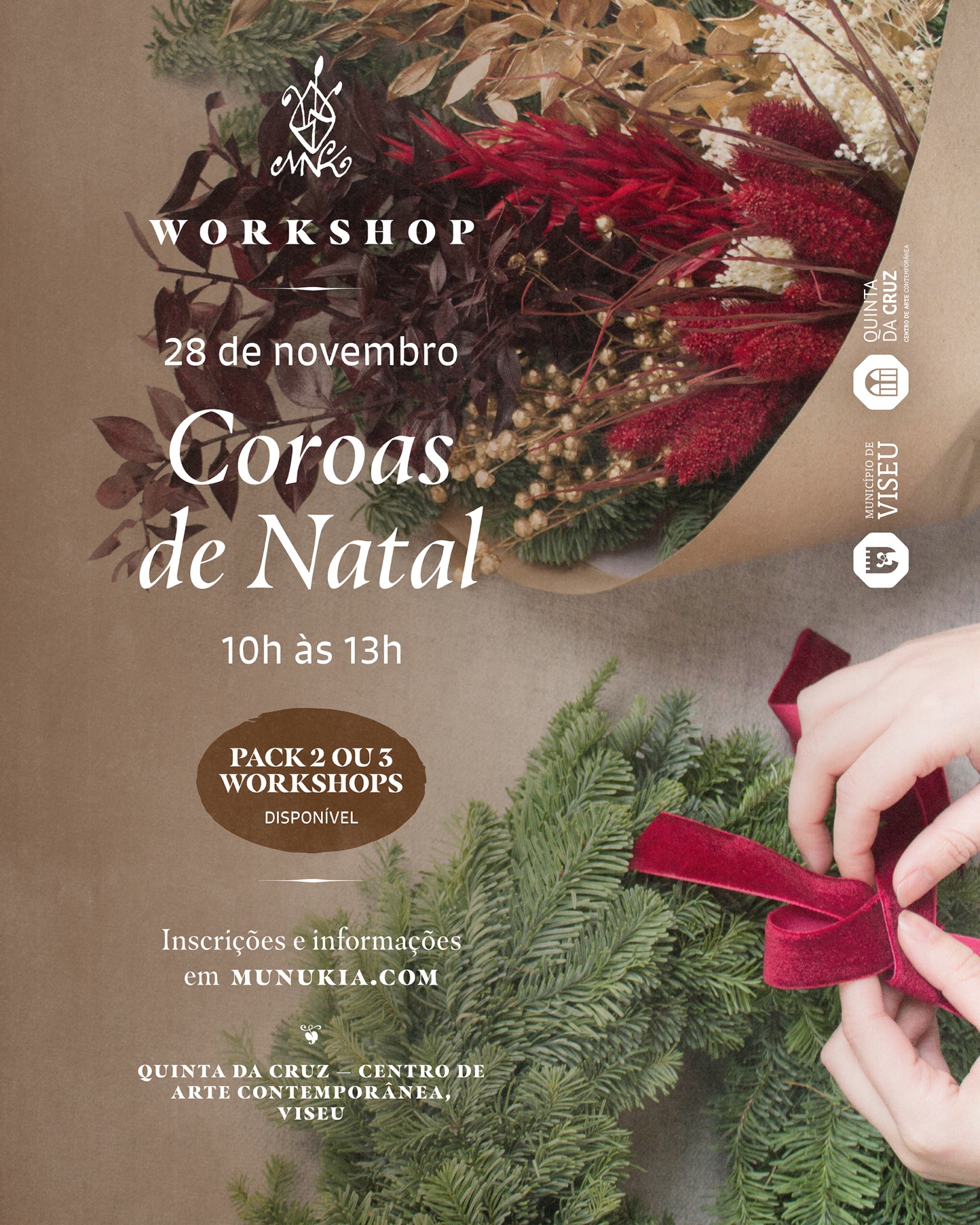 Workshop de Coroas de Natal - 1/12 em Viseu Workshop de Coroas de Natal - 1/12 em Viseu