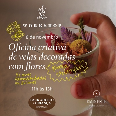 Oficina Criativa de velas decoradas com flores - 8/11 em Viseu Oficina Criativa de velas decoradas com flores - 8/11 em Viseu