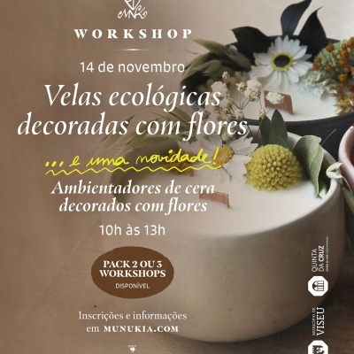 Workshop de Velas ecológicas decoradas com flores e ambientadores de cera- 14/11 em Viseu