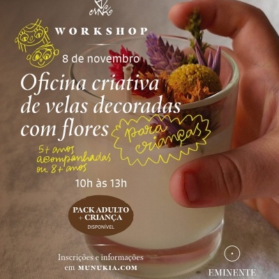 Oficina Criativa de velas decoradas com flores - 8/11 em Viseu Oficina Criativa de velas decoradas com flores - 8/11 em Viseu