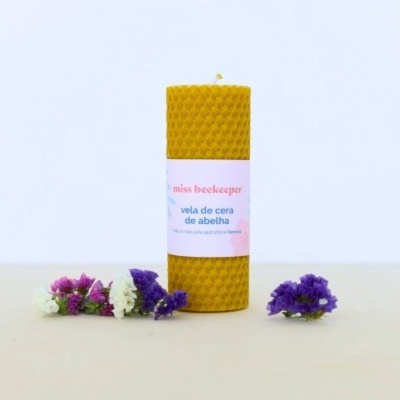 Vela de Cera de Abelha Natural Três Tamanhos