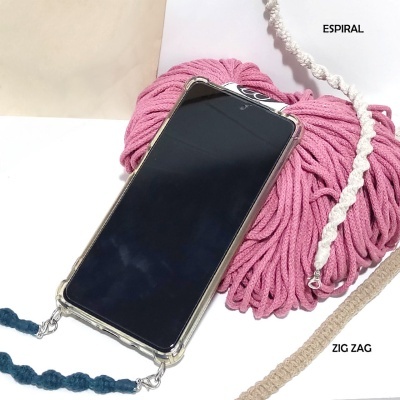 Fitas em Macramé para Óculos e Telemóvel Cor Neutra