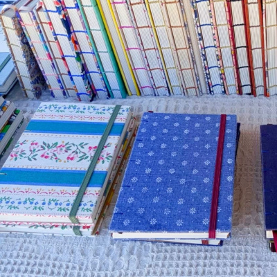 Caderno A5 Encadernação Copta Folhas Aguarela Caderno A5 Encadernação Copta Folhas Aguarela
