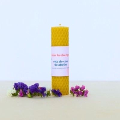 Vela de Cera de Abelha Natural Três Tamanhos