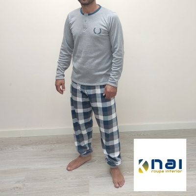 Pijama 100%Algodão cardado botões Fred