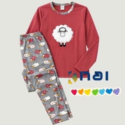Pijama 100% Algodão Cardado Ovelha