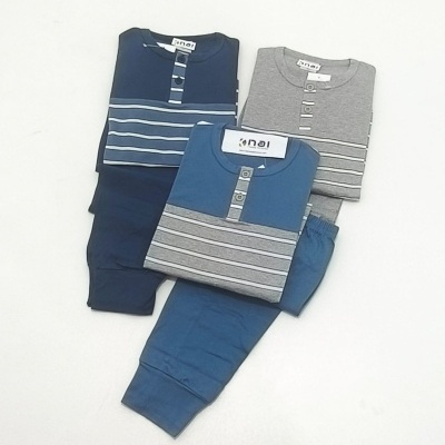 Pijama 100% Algodão Menino Riscas c/ Botões