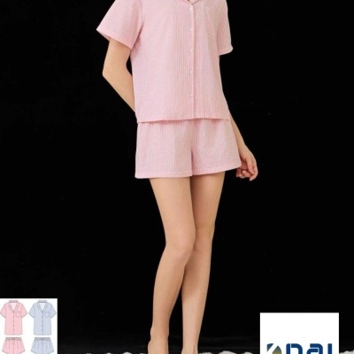 Pijama Camiseiro Calção Riscas