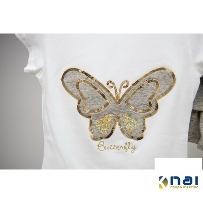 Conjunto Saia Folhos Dourada