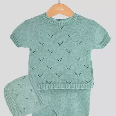 Conjunto Malha Algodão Bebé 3 Peças