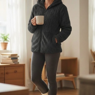 Casaco c/ Carapuço Pelúcia Homewear ( só disponível XL/XXL )