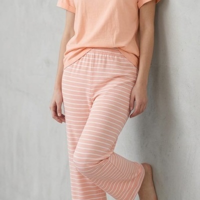 Pijama 100% algodão Meia Manga Riscas