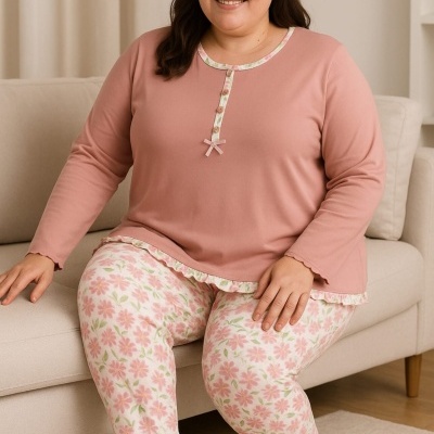 Pijama 100% Algodão Cardado  Dotty   Tam. 2 (3XL)                    Vários Modelos