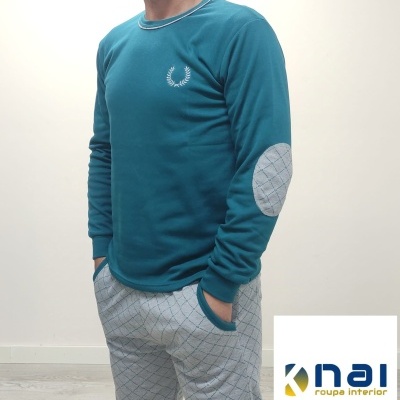 Pijama 100% Algodão Cardado Cotoveleiras