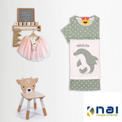 Pijama Calção 100%Algodão Golfinho menina