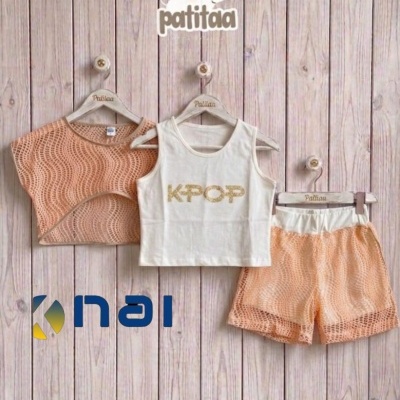 Conjunto 3 peças K-Pop Calção