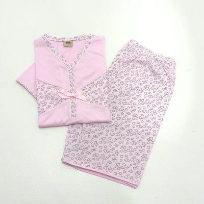 Pijama Clássico de Calção 100% Algodão Laço