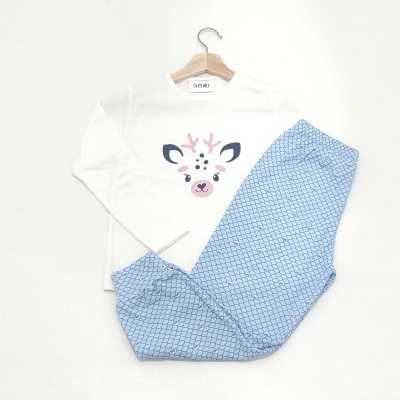 Pijama 100% Algodão Cardado Rena