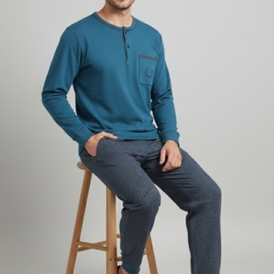 Pijama 100% algodão cardado botões Fred