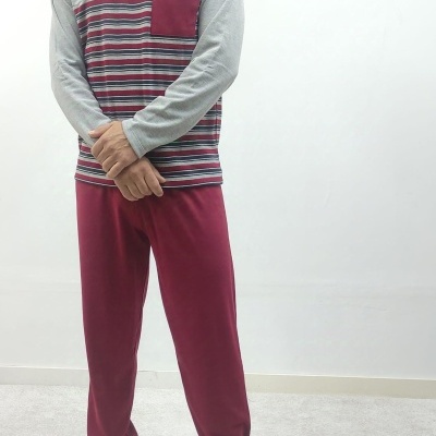 Pijama 100% Algodão Cardado Riscas