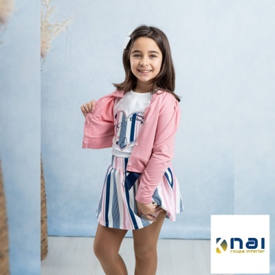 Conjunto 3 Peças - Saia Riscas