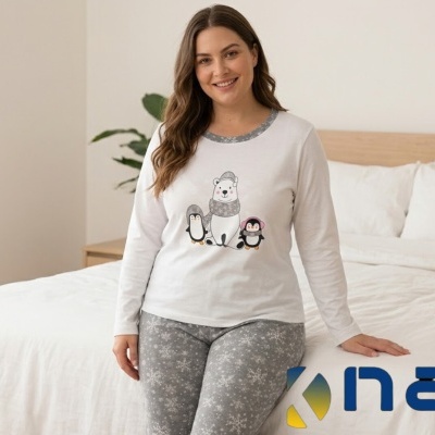 Pijama 100% Algodão Urso Polar e Pinguins