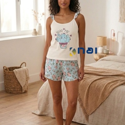 Pijama 100% algodão Alça "Hug Me"